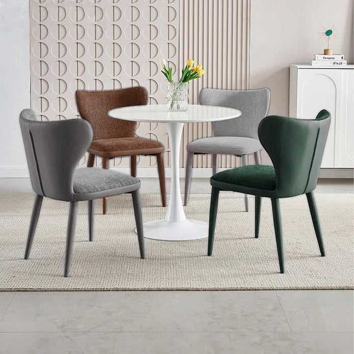 VELLUTO Modern Kitchen Dining Room Chairs Faux Leather Flannel Accent Chairs Metal Vanity Lounge Chair with V255-VE-DICH-GREEN-908