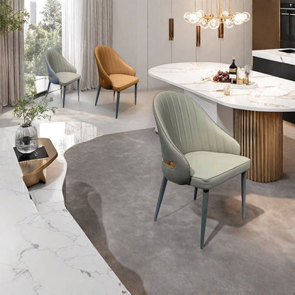 VELLUTO Dining Chairs Set Armchairs Mid Century Modern Kitchen Dining Room Chairs Faux Leather Accent Chairs V255-VE-DICH-GREY-201