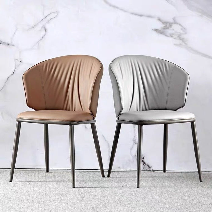 VELLUTO Modern Armless Upholstered Side Chair with Metal Legs for Kitchen & Dining Set of 2 (Grey) V255-VE-DICH-GREY-679