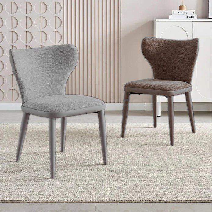 VELLUTO Modern Kitchen Dining Room Chairs Faux Leather Flannel Accent Chairs Metal Vanity Lounge Chair with V255-VE-DICH-LGREY-908