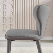 VELLUTO Modern Kitchen Dining Room Chairs Faux Leather Flannel Accent Chairs Metal Vanity Lounge Chair with V255-VE-DICH-LGREY-908