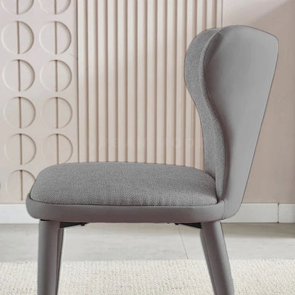 VELLUTO Modern Kitchen Dining Room Chairs Faux Leather Flannel Accent Chairs Metal Vanity Lounge Chair with V255-VE-DICH-LGREY-908