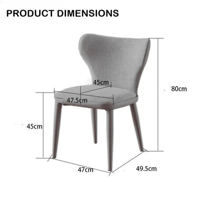 VELLUTO Modern Kitchen Dining Room Chairs Faux Leather Flannel Accent Chairs Metal Vanity Lounge Chair with V255-VE-DICH-LGREY-908