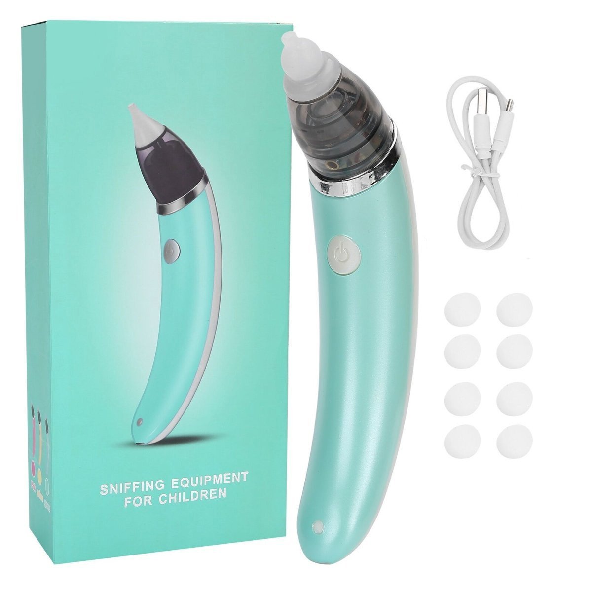 Baby Nasal Aspirator Electric Safe Hygienic Nose Cleaner Snot Sucker For baby (Green) V255-XBQ001-G