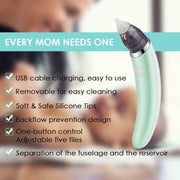 Baby Nasal Aspirator Electric Safe Hygienic Nose Cleaner Snot Sucker For baby (Green) V255-XBQ001-G