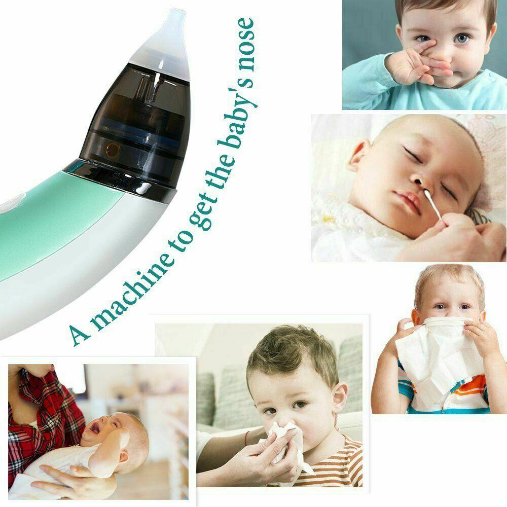 Baby Nasal Aspirator Electric Safe Hygienic Nose Cleaner Snot Sucker For baby (Green) V255-XBQ001-G