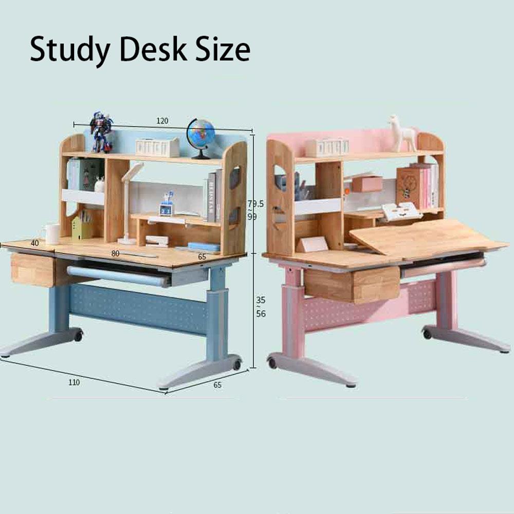 Solid Rubber Wood Height Adjustable Children Kids Ergonomic Blue Study Desk Only 120cm AU V255-XJM017-BLUE