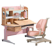 Solid Rubber Wood Height Adjustable Children Kids Ergonomic Pink Study Desk Chair 120cm AU V255-XJM017-PCSB508-PINK