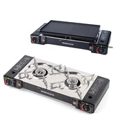 2 Burner Butane Countertop Stove, Portable Adjustable Burners with Carry Case, Portable Camping Stove with V255-YC-TWIN-STOVE