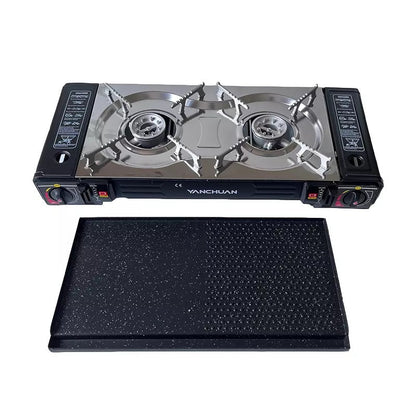 2 Burner Butane Countertop Stove, Portable Adjustable Burners with Carry Case, Portable Camping Stove with V255-YC-TWIN-STOVE