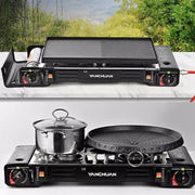 2 Burner Butane Countertop Stove, Portable Adjustable Burners with Carry Case, Portable Camping Stove with V255-YC-TWIN-STOVE