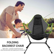 Camping Chair Foldable Swing Luxury Recliner Relaxation Swinging Comfort Lean Back Outdoor Folding Chair V255-YZ007-GREY