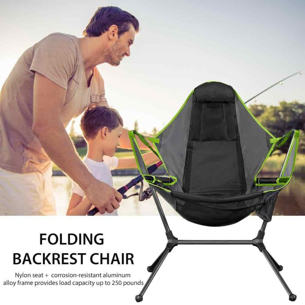 Camping Chair Foldable Swing Luxury Recliner Relaxation Swinging Comfort Lean Back Outdoor Folding Chair V255-YZ007-GREY