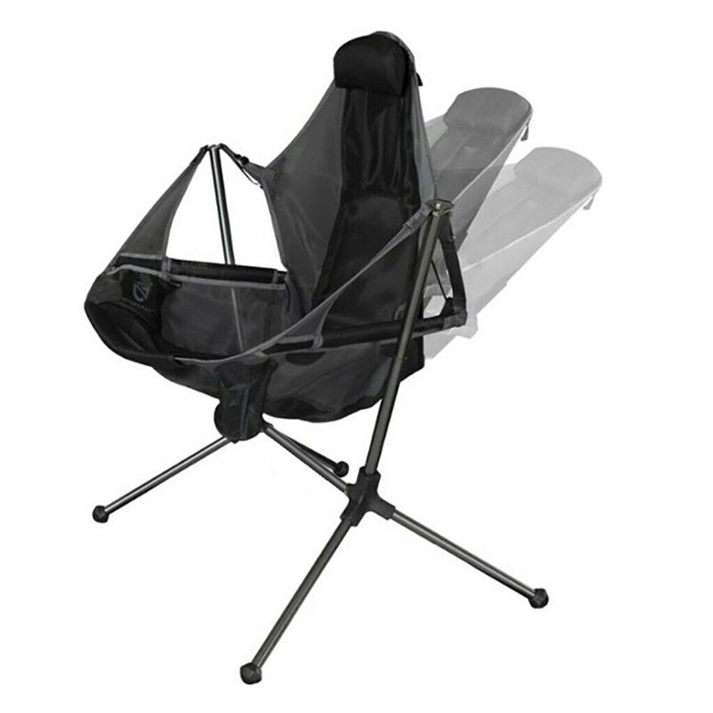 Camping Chair Foldable Swing Luxury Recliner Relaxation Swinging Comfort Lean Back Outdoor Folding Chair V255-YZ007-GREY