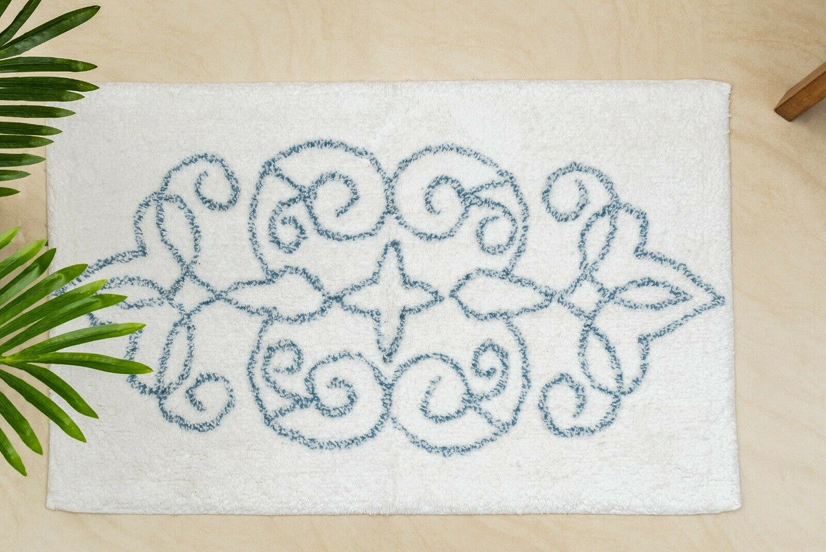 Cotton Medallion Tufted Non Slip Jacquard Bath mat V262-CI-STK-001M