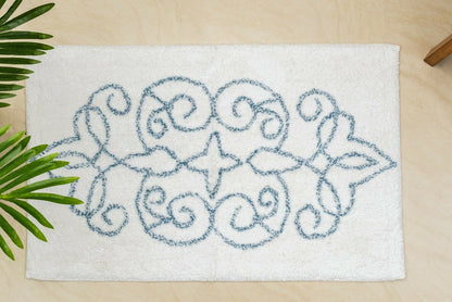 Cotton Medallion Tufted Non Slip Jacquard Bath mat V262-CI-STK-001M