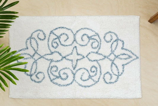 Cotton Medallion Tufted Non Slip Jacquard Bath mat V262-CI-STK-001M