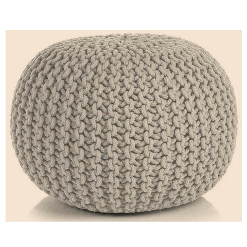 Braided Ottoman Pouffe Footstool Hand Knitted (Beige) V262-CI-STK-005LB