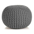 Braided Ottoman Pouffe Footstool Hand Knitted (Grey) V262-CI-STK-006G