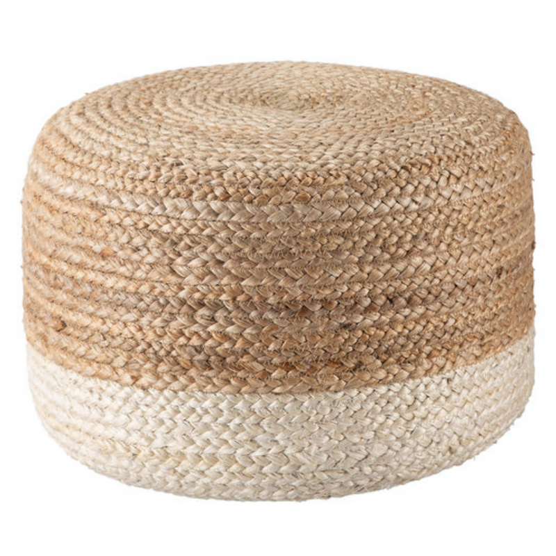 Ombre Hand Braided Jute Cotton Pouf Ottoman 50 x 35 cm (Beige) V262-CI-STK-579FCNB