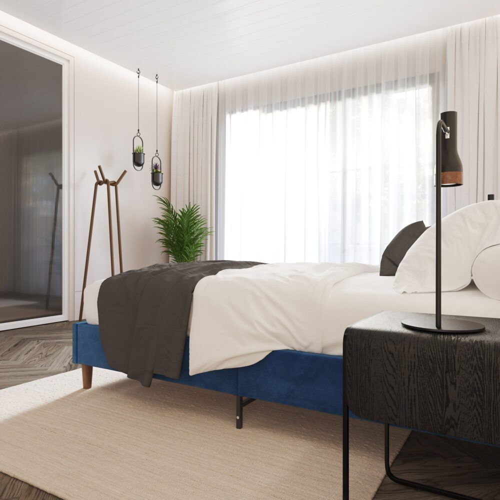 Dreamo Velvet Blue Double Bed Frame V264-BFS-206F-BLU-DL-1