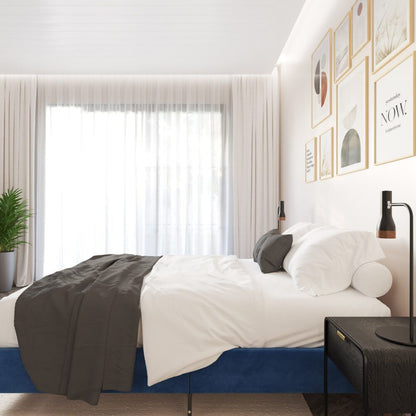 Velvet Blue Bed Frame - Single V264-BFS-206F-BLU-SL-1