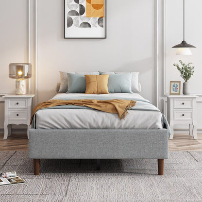 Bedframe with Wooden Slats (Light Grey) - Double V264-BFS-206F-LGR-DL-1