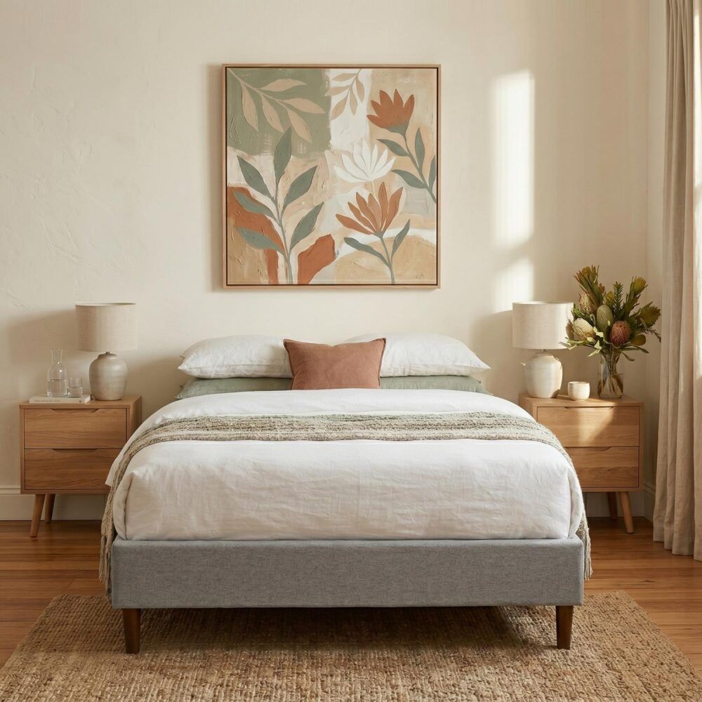 Bedframe with Wooden Slats (Light Grey) - Single V264-BFS-206F-LGR-SL-1