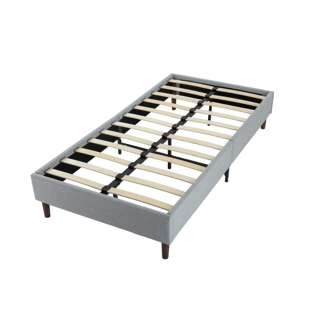 Bedframe with Wooden Slats (Light Grey) - Single V264-BFS-206F-LGR-SL-1