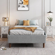 Bedframe with Wooden Slats (Light Grey) - Single V264-BFS-206F-LGR-SL-1