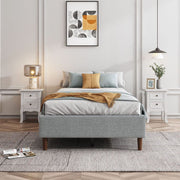 Bedframe with Wooden Slats (Light Grey) - Single V264-BFS-206F-LGR-SL-1
