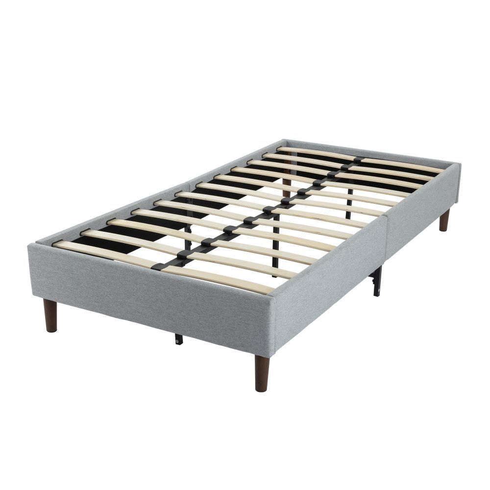 Bedframe with Wooden Slats (Light Grey) - Single V264-BFS-206F-LGR-SL-1