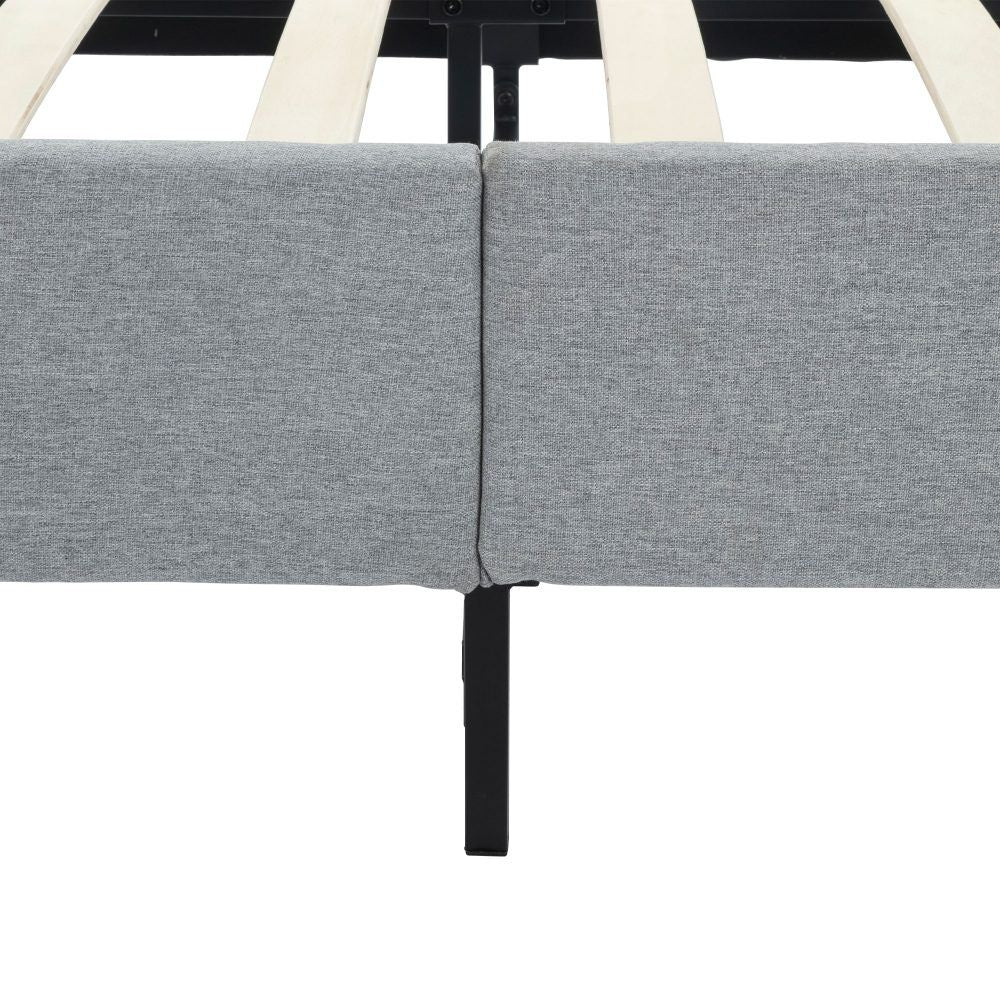 Bedframe with Wooden Slats (Light Grey) - Single V264-BFS-206F-LGR-SL-1