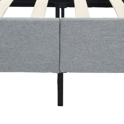 Bedframe with Wooden Slats (Light Grey) - Single V264-BFS-206F-LGR-SL-1
