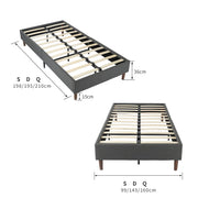 Bedframe with Wooden Slats (Light Grey) - Single V264-BFS-206F-LGR-SL-1