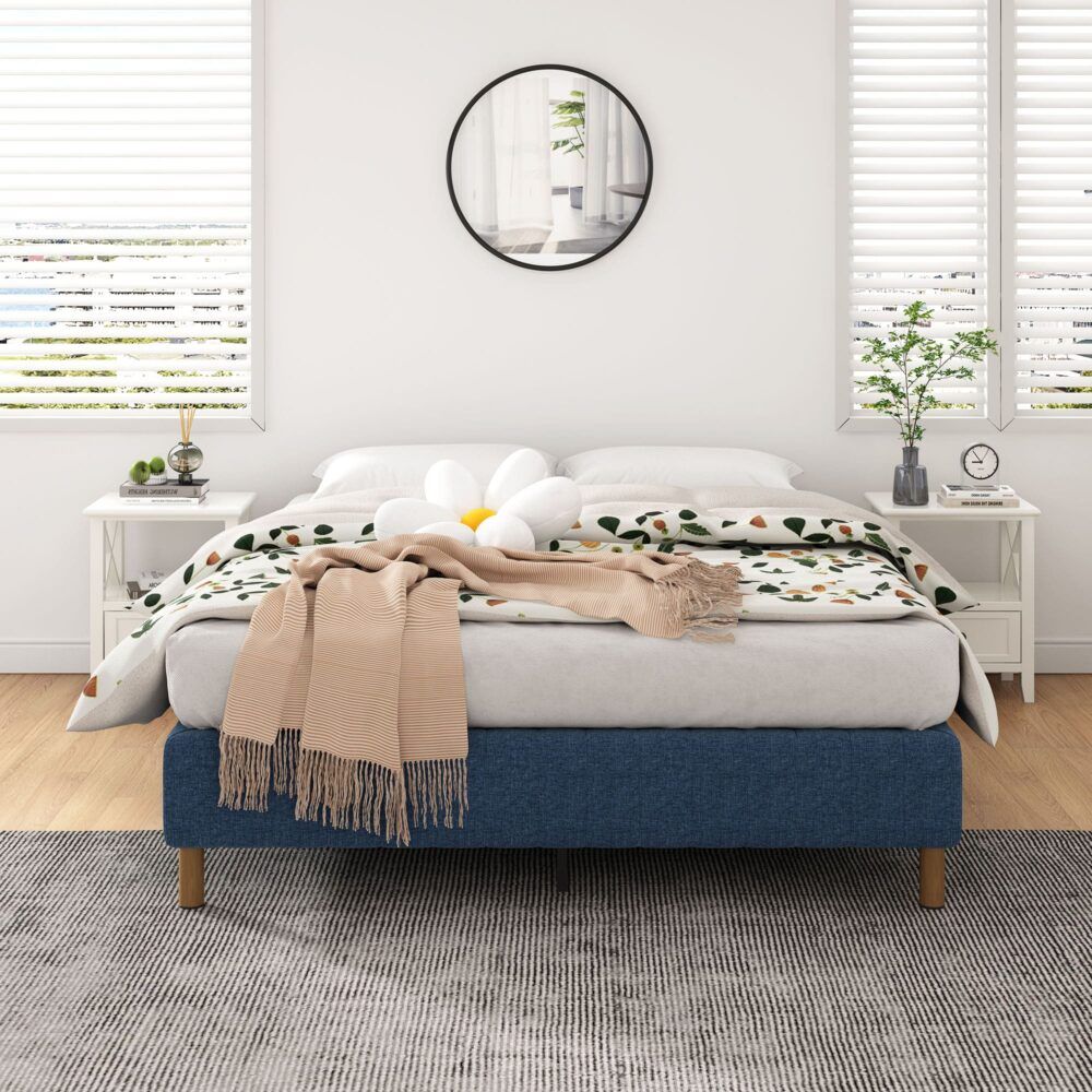 Metal Bed Frame Mattress Foundation Blue - Double V264-BFS-207F-BLU-DL-1