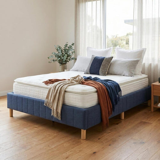 Metal Bed Frame Mattress Foundation Blue - Single V264-BFS-207F-BLU-SL-1
