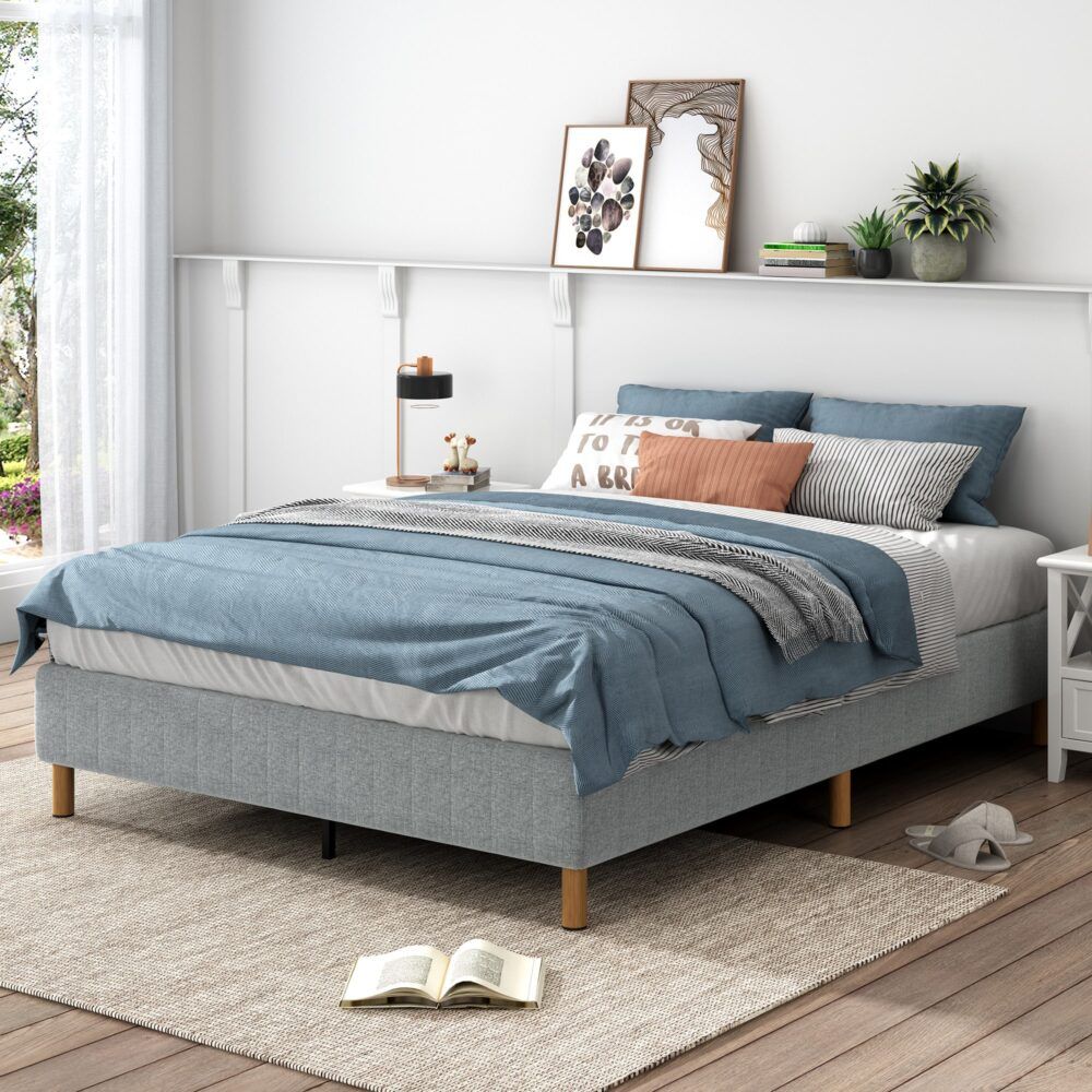 Metal Bedframe Mattress Foundation (Light Grey) - King V264-BFS-207F-LGR-KG-1