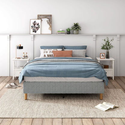 Metal Bedframe Mattress Foundation (Light Grey) - Single V264-BFS-207F-LGR-SL-1