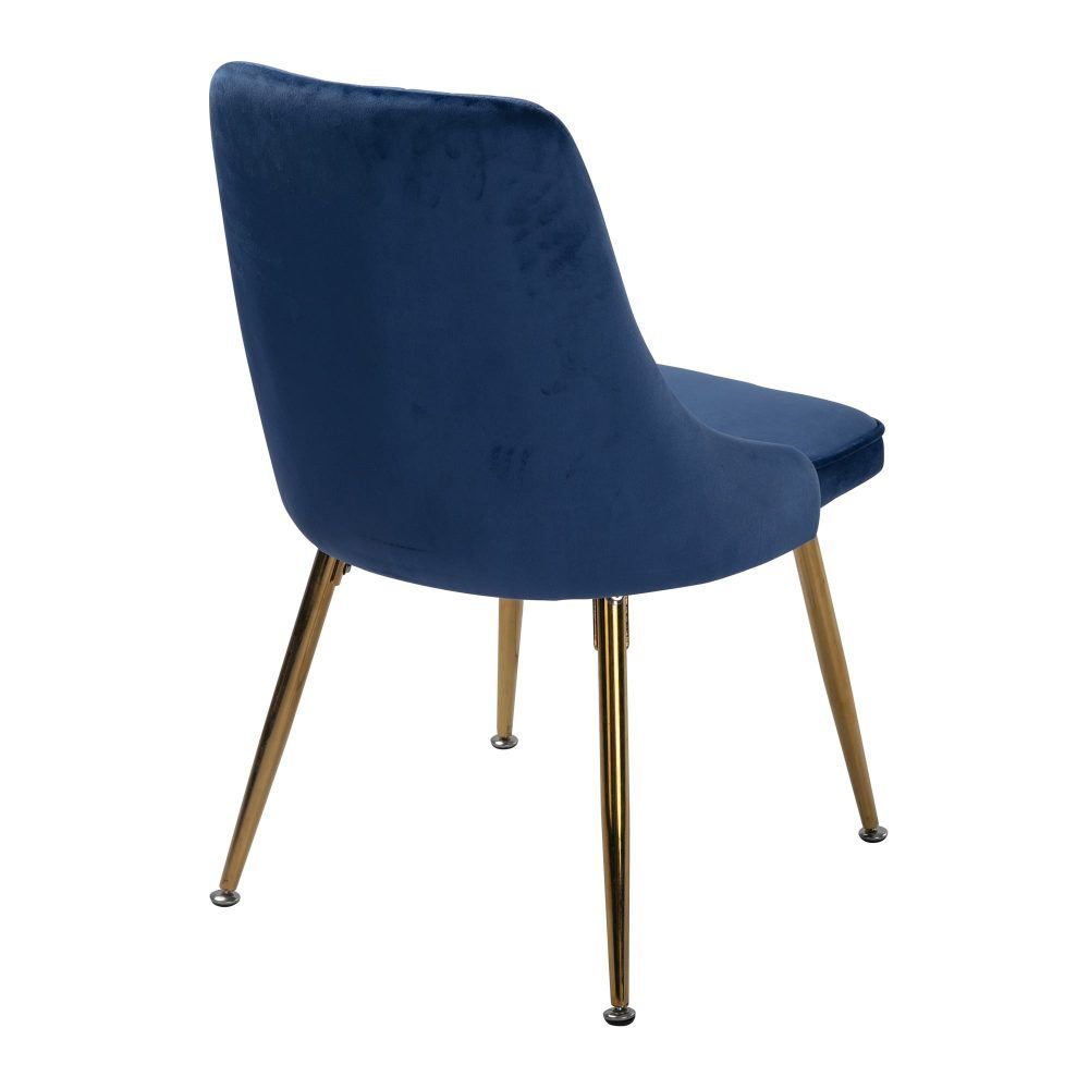 Viva Forever Set of 2 Blue Velvet Dining Chairs - Art Deco Design with Gold Metal Legs V264-DNC-414V-BLU-02-1