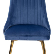Viva Forever Set of 2 Blue Velvet Dining Chairs - Art Deco Design with Gold Metal Legs V264-DNC-414V-BLU-02-1