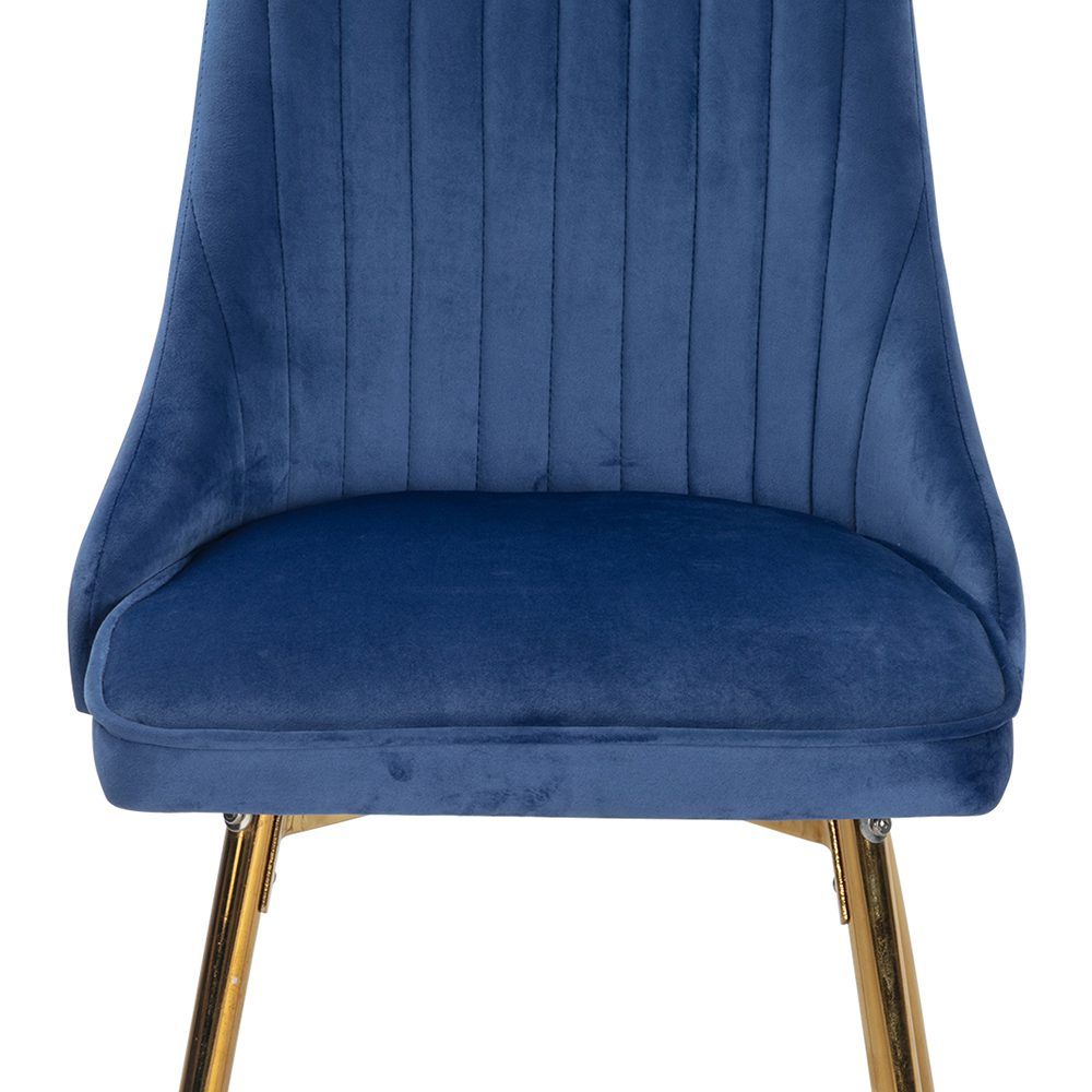 Viva Forever Set of 2 Blue Velvet Dining Chairs - Art Deco Design with Gold Metal Legs V264-DNC-414V-BLU-02-1