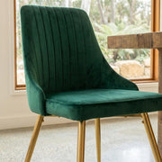 Viva Forever Set of 2 Green Velvet Dining Chairs-Art Deco Design with Gold Metal Legs V264-DNC-414V-GRN-02-1