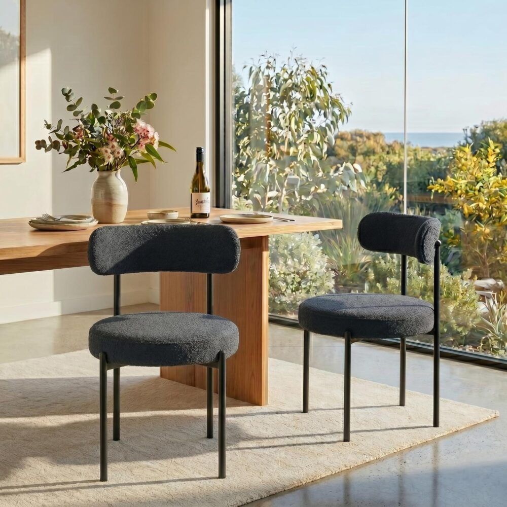 Charcoal Chic Boucle Elsa Dining Chairs V264-DNC-416B-CHL-02-1