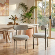 Luxe Boucle Cushioned Elsa Dining Chairs in White Quartz V264-DNC-416B-MCR-02-1