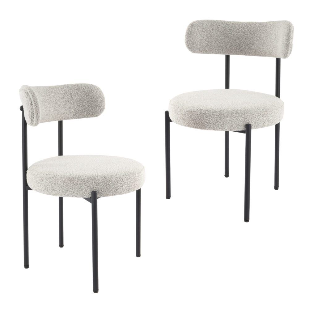Luxe Boucle Cushioned Elsa Dining Chairs in White Quartz V264-DNC-416B-MCR-02-1