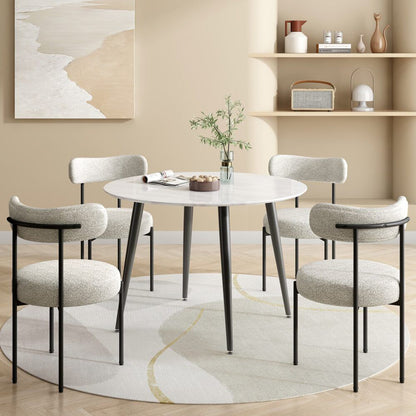 Luxe Boucle Cushioned Elsa Dining Chairs in White Quartz V264-DNC-416B-MCR-02-1