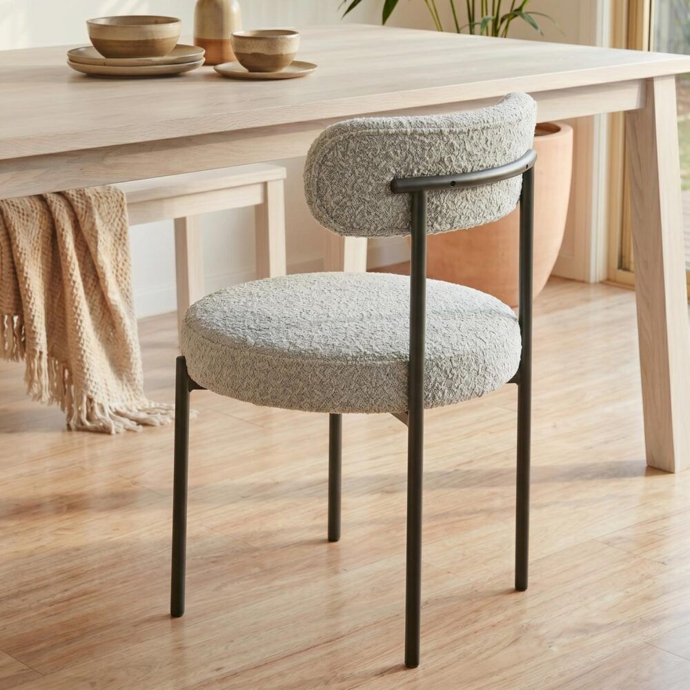 Luxe Boucle Cushioned Elsa Dining Chairs in White Quartz V264-DNC-416B-MCR-02-1