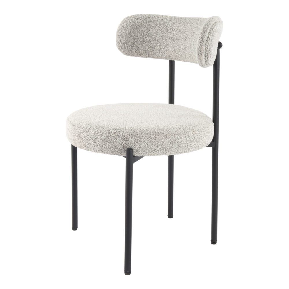 Luxe Boucle Cushioned Elsa Dining Chairs in White Quartz V264-DNC-416B-MCR-02-1