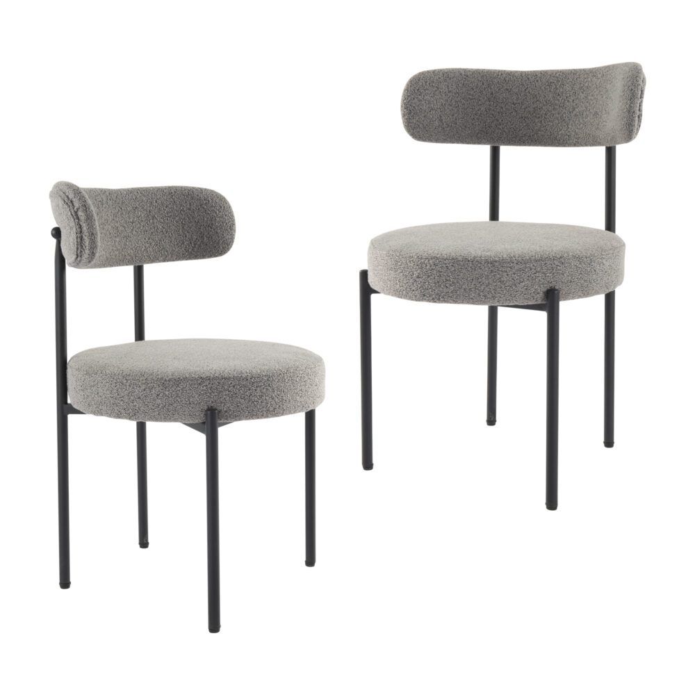 Plush Boucle Cushioned Elsa Dining Chairs in Slate Grey V264-DNC-416B-MGR-02-1